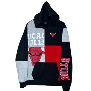 Chicago Bulls NBA Hoodie Sweatshirt Black Gray Red Men's Size M‎